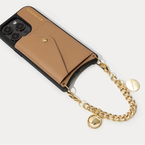 Bandolier Maya Brown iPhone 15 pro Case with Gold Chain Cell Phones & Accessories Bandolier Maya Brown iPhone 15 pro Case with Gold Chain Cell Phones & Accessories